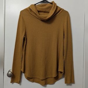 Cozy Mustard Cowl Neck Sweater